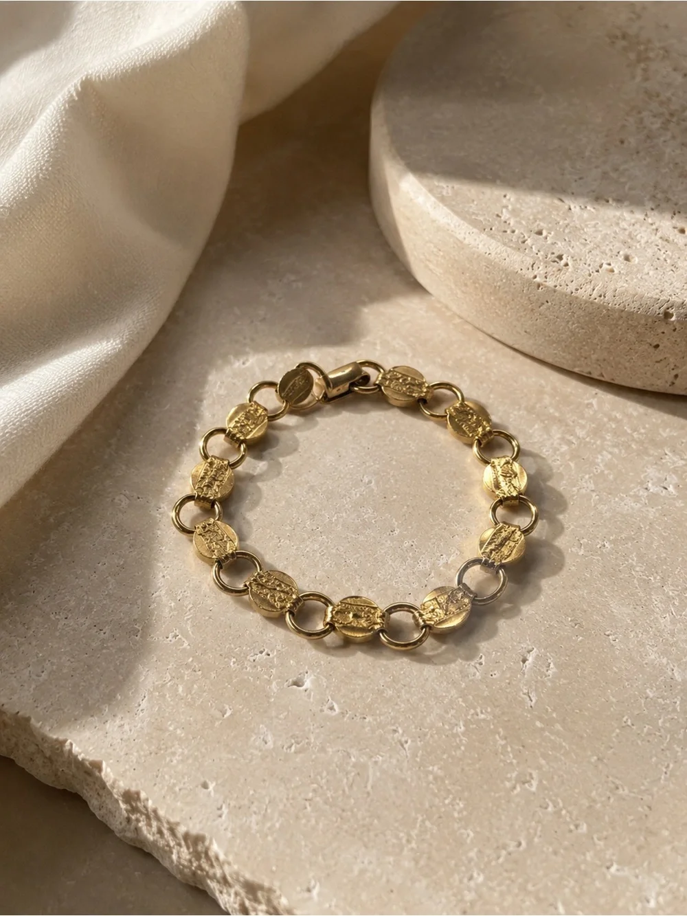 Sarah Coventry | Gold Link Coin Charm Bracelet - Women Jewelry